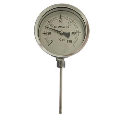 China Spiral Bimetallic 100MM 4'' Bayonet Steel Case Bimetallic Actuated Thermometers 1/2 NPT for sale