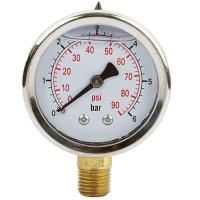 China Vacuum 90 Psi 2.5'' 63mm Pressure Gauge Oil Filled 1/4 BSP Brass Connection for sale