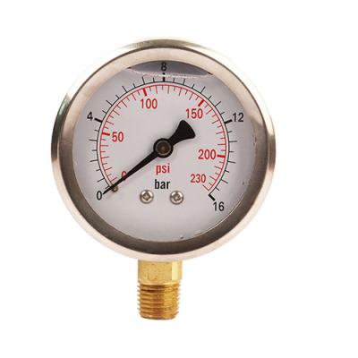 China Liquid 16 Bar 2in Glycerine Filled Pressure Gauge 1/4