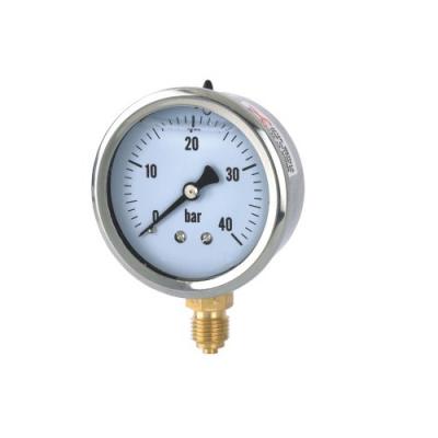 China 1/4'' BSP 63mm 2.5'' Glycerin Pressure Gauge  40 Bar Stainless Steel Case for sale