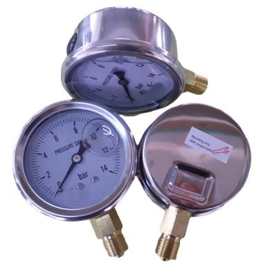 China 14 Bar 1/4'' NPT Liquid Filled Pressure Gauges 2.5 Inch Pressure Gauge ODM for sale