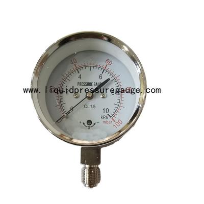 China Low Capsule Pressure Vacuum Gauge 600mbar Steel Case  Chromed Connection 1/4'' NPT for sale