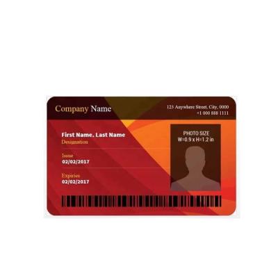 China Waterproof/Waterproof Employee Staff Id Card Design with Chip Photo Printable for sale