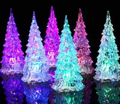 China Party Decoration Christmas tree colorful acrylic flashing LED small night light toys for christmas party supplies for sale