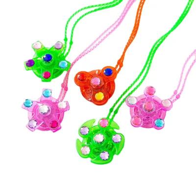 China Flashing Led Module Night luminous pendant LED necklace soft glue rotary chain children's party toy for sale