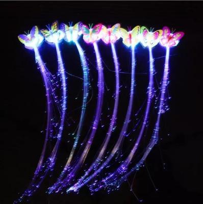 China Flashing Led Toys LED Flash Braid Light Up Hair Fiber Colorful Butterfly Luminous Braids For Party Or Festival for sale