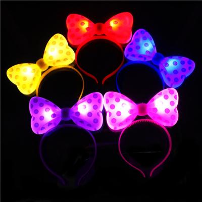 China LED Light-up Toys LED Light Up Bow Headband Glow Party Hair Band LED Flashing Blinking Hair Bows Hair Band Fancy Plastic Headband for sale