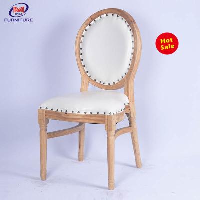 China Durable Antique Look White Wood Louis Wedding Dining Chair For Sale for sale