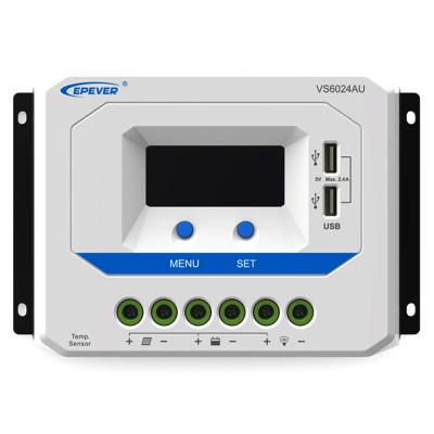 China Auto Solar Charger Controller EPever 60A PWM 12V/24V Work Charge Controller VS6024AU With USB Output Port for sale