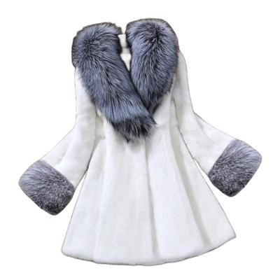 China Anti-wrinkle Autumn-Winter Women's Plush Coat Korean Version White Double-Sided round Neck Long Sleeved Faux Rabbit Fur Casual Outerwear for sale