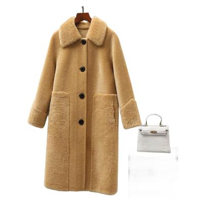 China Anti-wrinkle Hot Selling Vintage Women's Lamb Wool Jacket Long Woven Street Casual Loose Fitting with Hood Solid Pattern Warmth for sale