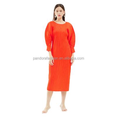 China Anti-wrinkle Women's 2024 Spring Casual A-Line Dress Simple Comfortable Long Sleeved Mid-Length Dress Slim Fit Loose Summer for sale