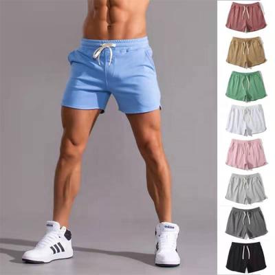 China 2022 Anti-wrinkle Shorts Men's Oversized Side Slit Shorts Solid Color Fitness Pants Running Casual Pants for sale