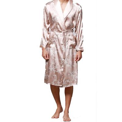 China QUICK DRY Factory Wholesale Classic Silk Long Sleeve Homewear Bathrobe Nightgown Long Robe Pajamas For Man for sale