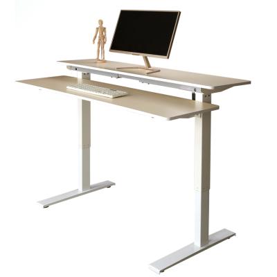 China Desks Two Tiers Design Electric Stand Up Desk Only Frame Single Motor Ergonomic Steps 2 Lifting Legs Super Quiet Anti-Collision for sale