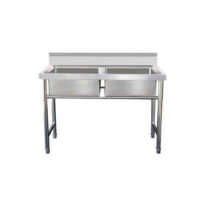 China Restaurant Customized Stainless Steel Sink Double Kitchen Sink Stainless Steel Table With Sink Bowls for sale