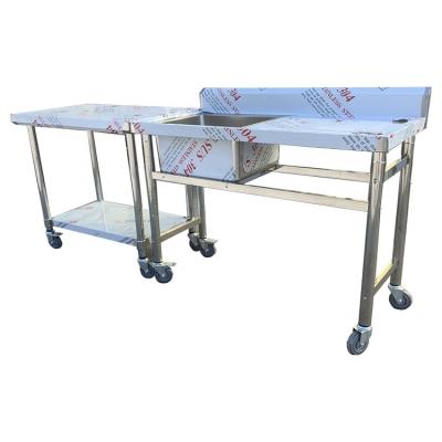 China Restaurant BOHAI Hospitality Customized Single Bowl Portable Kitchen Stainless Steel Sink Table With Wheel Caster for sale