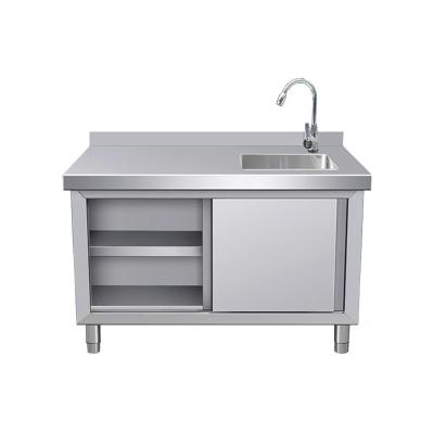 China Restaurant Hot Sell Stainless Steel Sink Cabinet Stainless Steel Sink Table With Enclosement Stainless Steel Work Table With Single Bowl for sale