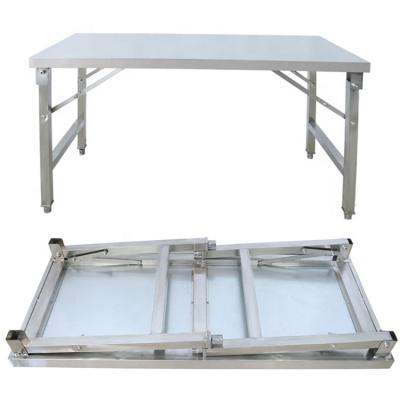 China Stainless Steel201/304 Factory Direct Sale Industrial Work Table Folding Work Table Stanliss Steel Foldable Work Table Portable Kitchen Table for sale