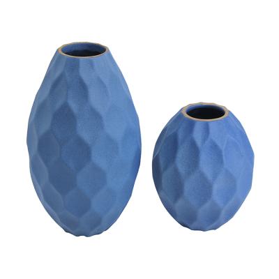 China Classic / Postmodern New Blue Crackled Ceramic Over-Glazed Floor Vase For Wedding Decorations for sale