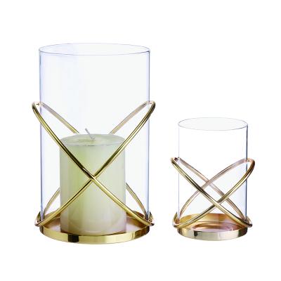 China New home decoration design of decorative metal glass candle holder candle holder to match the home decor for sale