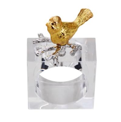 China Viable flower shaper gold dining table crystal napkin ring for hotel and dinning room in stock for sale