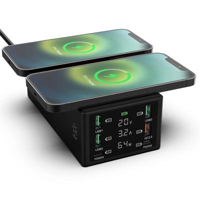 China QC3.0 6 Ports 150W Dual USB Charger PD 65W 45W Charging Station Multi-port Wireless Charger for sale