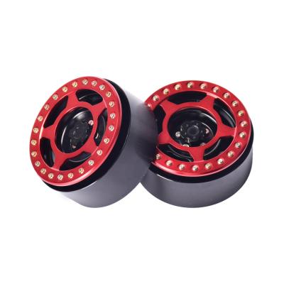 China RC Hobby 1/10 Scale Rock Crawler Aluminum Alloy 2.2 Inch Red Wheel Rims For SCX10- Appearance 90056 TRX-4 TRX-6 D110 D90*4 PCS KM2 RR10 for sale