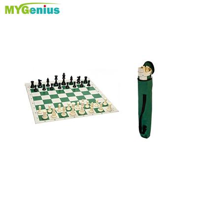 China Plastic + Leather Folding Chess Board and Plastic Chess Pieces for sale