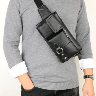 China Water Proof Genuine Leather Fashion Waist Bag For Men's Pussy Pack Leather Belt Bag Bum Bag Money Belt Waist Pouch for sale