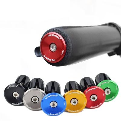 China Aluminum Alloy + Plastic 1 Pair Bicycle Grip Handlebar Mount Aluminum Alloy Lock Mountain Grip Bar Grabs End Plugs For Bike Handlebar Accessory for sale