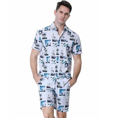 China Hawaiian fashion high quality anti-pilling stitching men's 3D printing shirts short sleeve male casual floral print shorts and shirts for sale