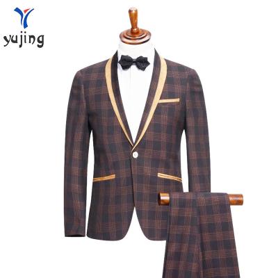 China Plaid Anti-Shrink Men's Slim Suit Suits 2 Pieces Business Dress Suit For Men's Factory Wholesale Casual Men's Suit for sale