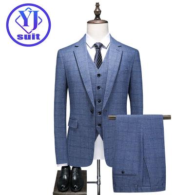 China 2022 Plus Size Mens Plaid Suits 4 Colors Single Breasted Formal Wedding Business Men Suits For Men 3 Pieces Pant Set Vest Blazer for sale