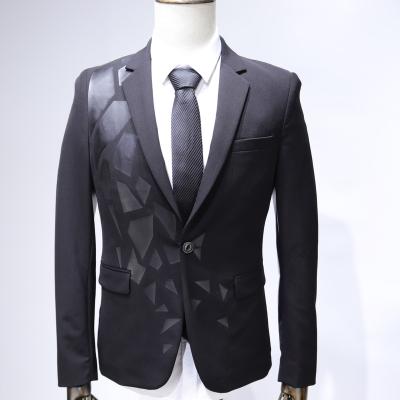 China Latest Anti-wrinkle Men's Suit Designs 2022 Summer Men's Suit Black Sticker Printing Custom Style Suits Custom OEM for sale