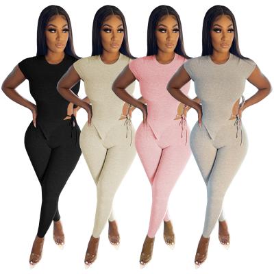 China 2021 Summer Solid Color Women's Two Piece 2 Piece Set Wholesale Fitness QUICK DRY Stretchy Yoga Bandage Set for sale