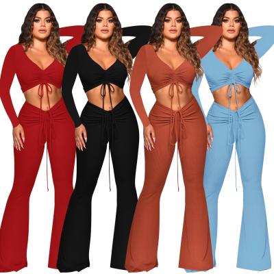 China QUICK DRY 2021 Summer Women 2 Piece Outfit Set Clothes Women Wide Leg Pants Hoodie Set Two Piece Outfit for sale