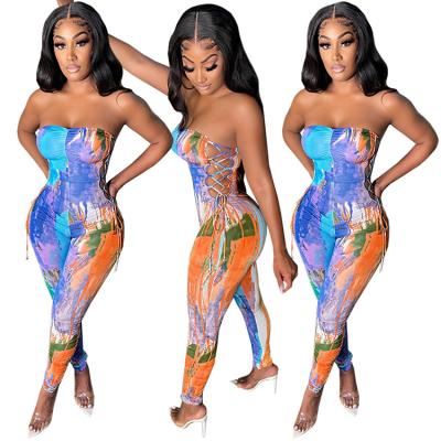 China Sale Ladies Summer Long Overalls Floral One Piece Jumpsuit Warm QUICK DRY Clothing Rompers Tracksuit For Women for sale