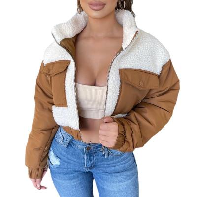 China 2022 Winter Women Cotton Clothing Zipper Jacket Fashion Ladies Clothes Patchwork QUICK DRY Female Fur Coat Short Fur Jacket And Coats for sale