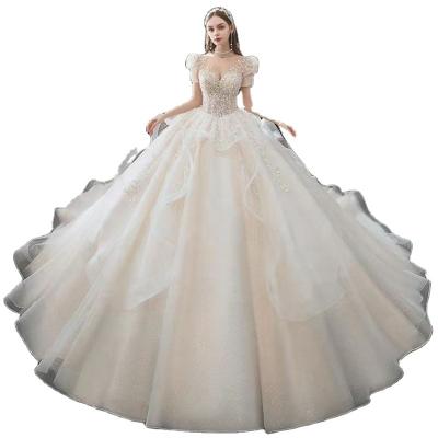 China Anti-Static High Collar Wedding Dresses For Women A Line Wedding Gowns Cut The Tail Long African Black Girl Wedding Dresses Plus Size Wedding Dress for sale