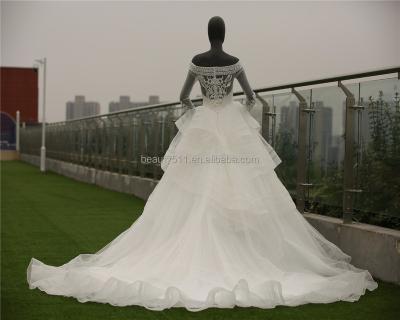 China Hot Modern Muslim Sleeve Wedding Dress Plus Size Bridal Bridal Gown Long Use Bridal Gowns Luxury Beaded Dresses for sale