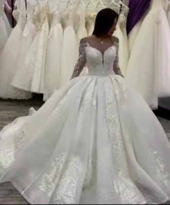 China African Ball Gown Wedding Dresses Anti-wrinkle 2021 Crystal Beaded Diamond Wedding Dress Luxury Fluffy Bridal Gowns Ball Gown for sale