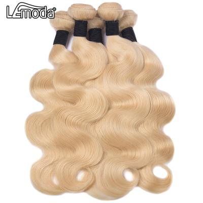 China Good Quality Barely Shedding Thick Smooth Soft Body Wave Brazilian Hair 613 Bundles Blonde Bundles 100% 10-28 Inch Hair For Woman Remy Hair Extensions Lemoda for sale