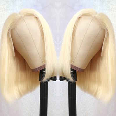 China Virgin 613 Bob Wig Blonde Lace Front Soft Thick Shedding HD Barely Shedding Raw Wig Lace Closure 4x4 Short Remy Brazilian Straight Human Hair Wigs For Black Woman for sale