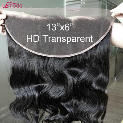 China Raw Swiss Headbands Barely Soft Smooth Thick Shedding Virgin Brazilian Remy Hair HD Lace 8-32 Inch 13X6 HD Transparent Swiss Headband Closure for sale