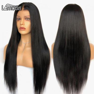 China Free Sample Raw Virgin Brazilian Straight Wave Human Hair Wigs Straight Lace Front Wig 40 Inch 13X6 HD Transparent Human Hair Wigs For Black Women for sale