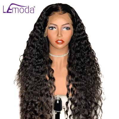 China Smooth Gently Shedding Deep Barely 100% Human Hair Lace Front Wig 13x6 HD Unprocessed Raw Unprocessed Transparent Water Wave Lace Wig For Women Deep Curly Lace Front Wig for sale