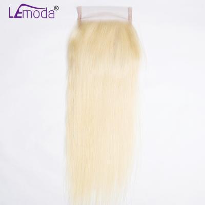 China Virgin Remy Hair Pre-Plucked Baby Hairline Straight Swiss Closure Barely Shedding Thick Soft Soft 4x4 Lace Headband Human Raw Blonde Closure 613 for sale