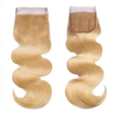 China Wholesale Virgin Human Brazilian Remy Hair Lace Frontal Body Wave Closure Pre-Plucked Hairline 40 Inch 613 Blonde Body Wave 4x4 Swiss Lace for sale