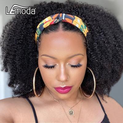 China Glueless Machine Hair 180% Density Wave Headband Hair Wigs Cheap Wholesale Brazilian Kinky Curly Full Scarf Wigs Thick Smooth Soft Thick Shedding Wigs for sale